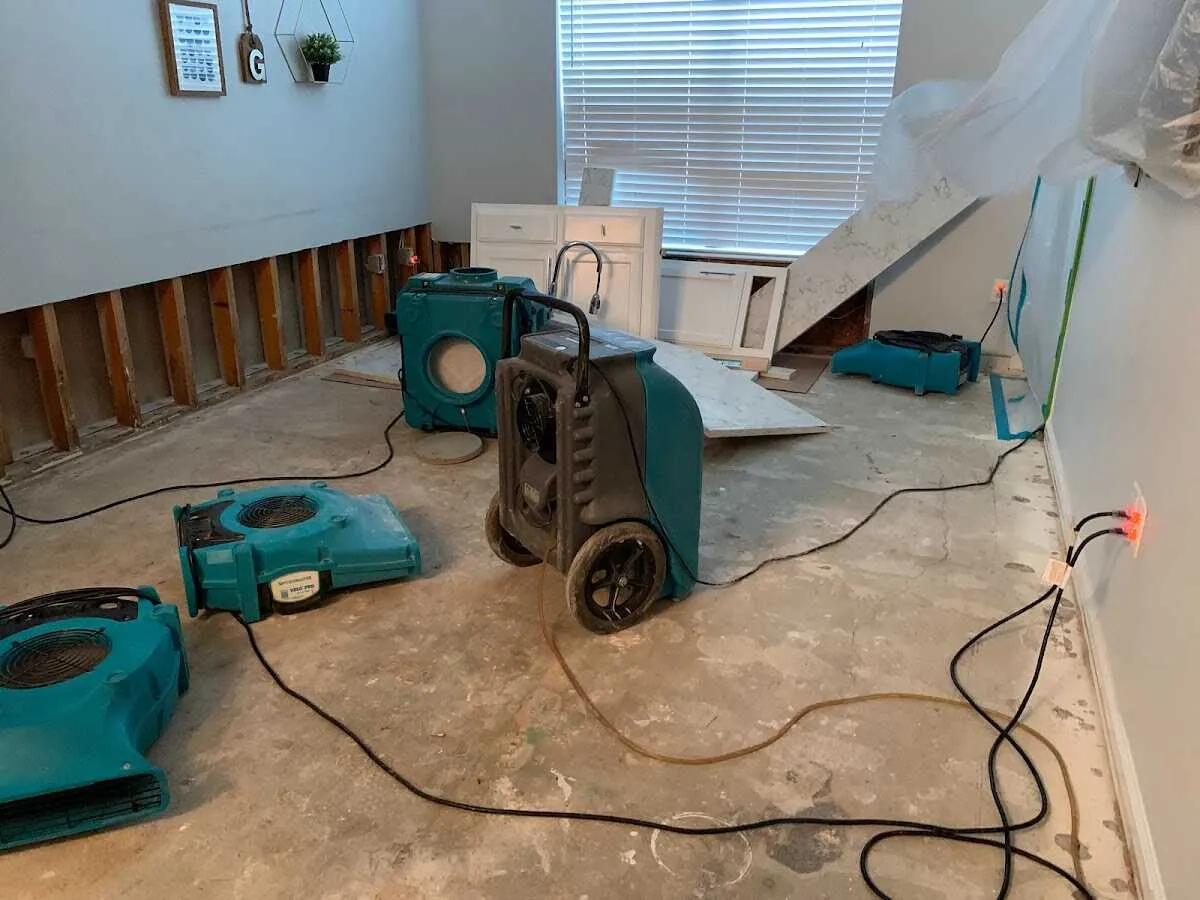 Dehumidifier in flood-cut room for Water Extraction & Removal in Hays